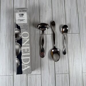 Oneida VINTAGE 1992 HEIRLOOM STAINLESS Aquarius 3 Piece Hostess Set 2534003B‎